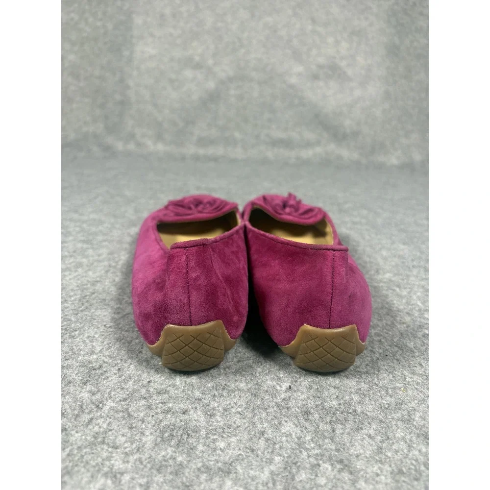 Talbots Tassel Suede‎ Loafers 8.5 M Magenta Pink Leather Bow Pointed Toe Flats